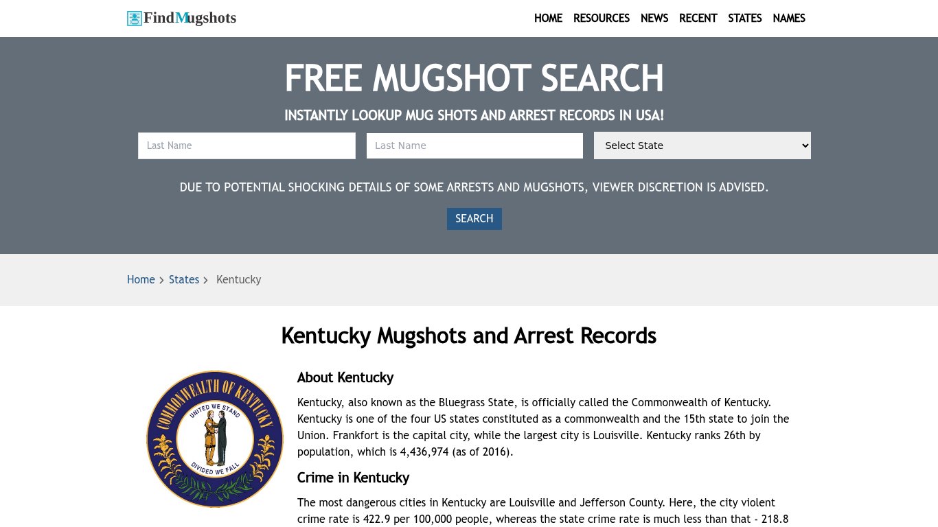 Find Kentucky Mugshots - Find Mugshots